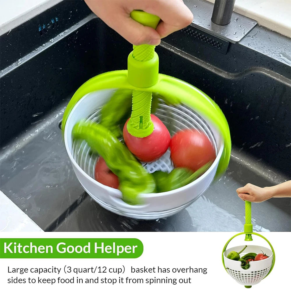 LMETJMA 3 Quart Large Capacity Salad Spinner 2 in 1 Salad Spinner Colander Strainer Collapsible Vegetable Washing Filter JT248