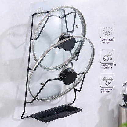 Stainless Steel Pot Cover Rack Punch-free Wall-mounted