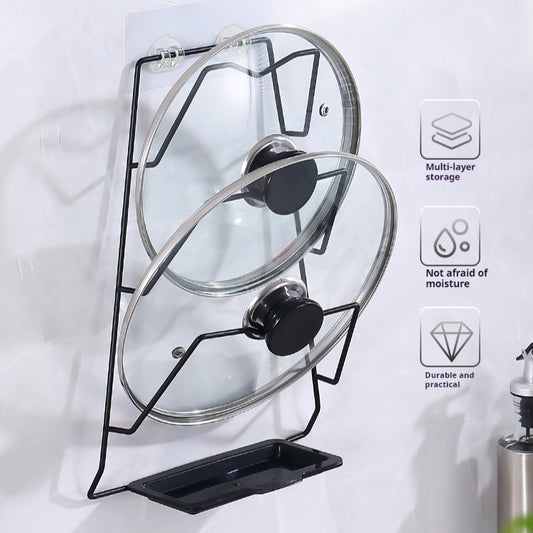 Stainless Steel Pot Cover Rack Punch-free Wall-mounted