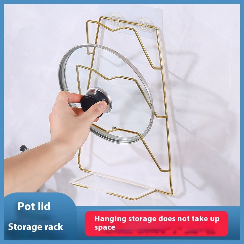 Stainless Steel Pot Cover Rack Punch-free Wall-mounted
