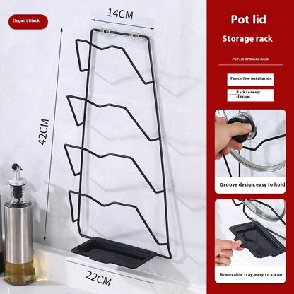 Stainless Steel Pot Cover Rack Punch-free Wall-mounted