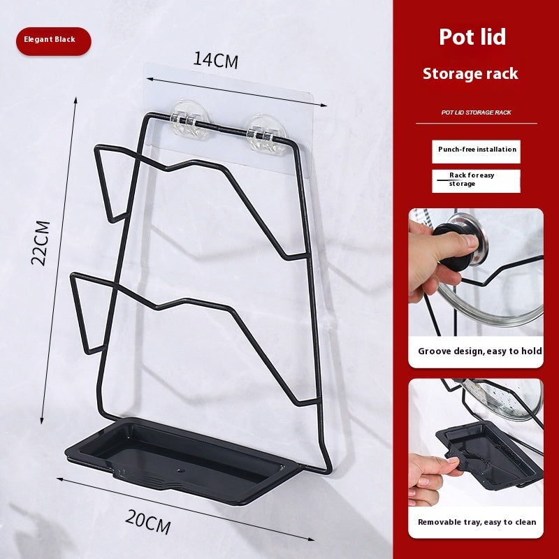 Stainless Steel Pot Cover Rack Punch-free Wall-mounted