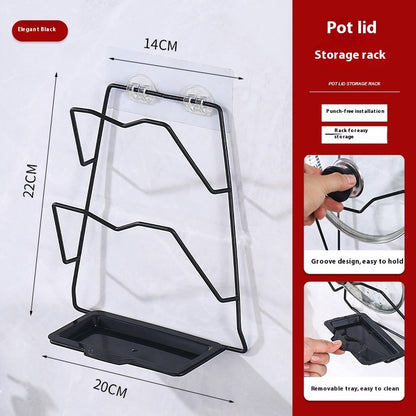 Stainless Steel Pot Cover Rack Punch-free Wall-mounted