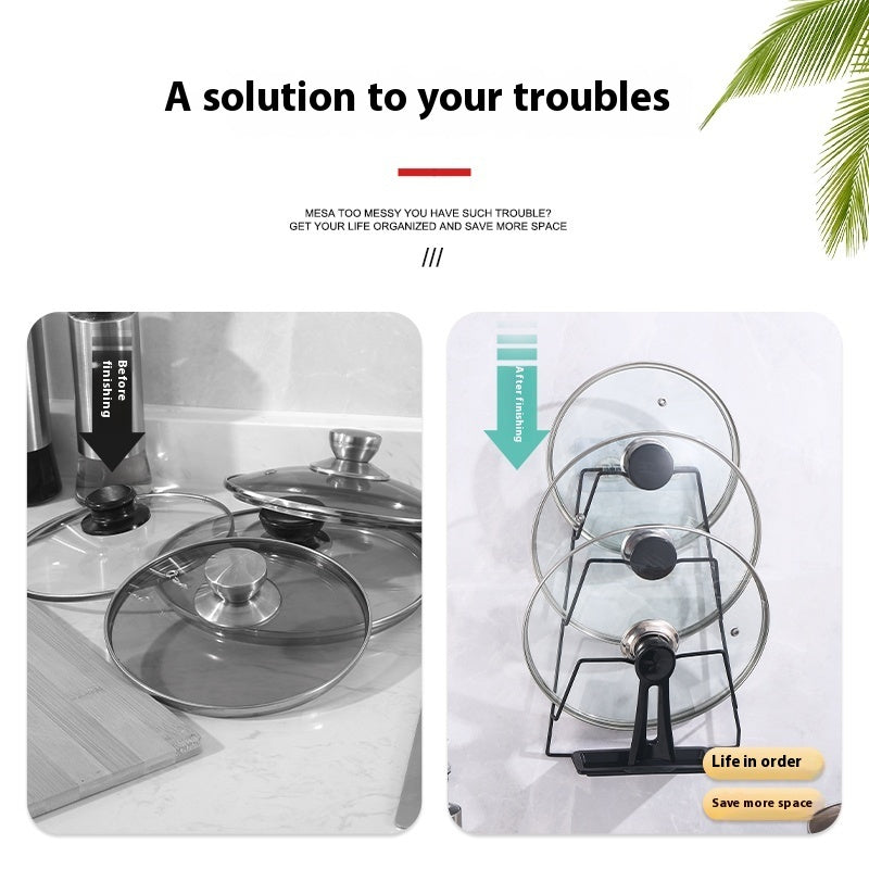 Stainless Steel Pot Cover Rack Punch-free Wall-mounted