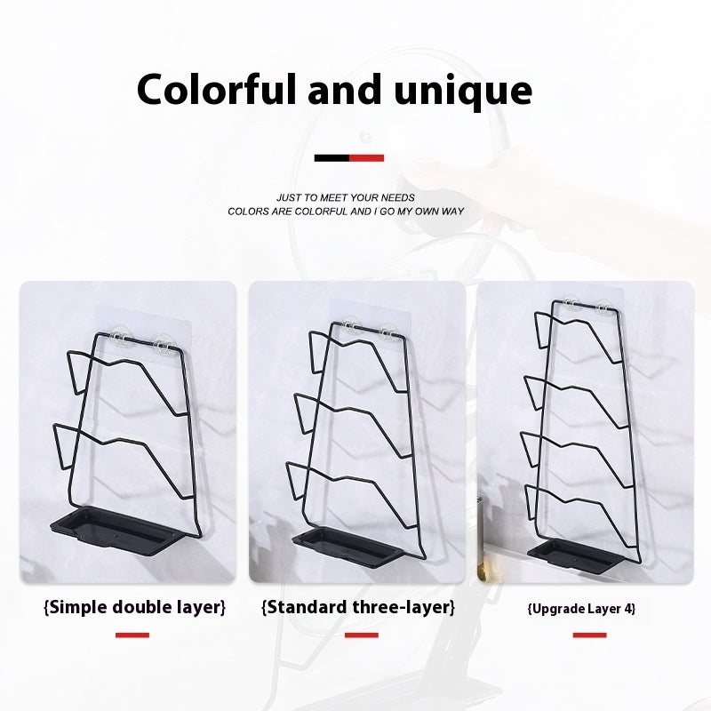 Stainless Steel Pot Cover Rack Punch-free Wall-mounted