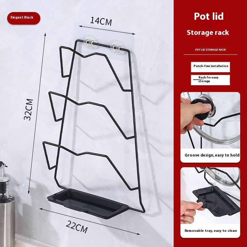 Stainless Steel Pot Cover Rack Punch-free Wall-mounted