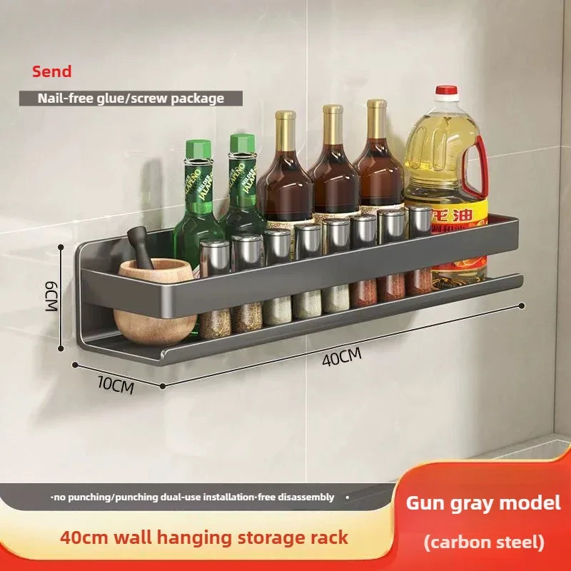 Multifunctional Item Shelf Condiment Storage Organizer Rack Organizer Spice Rack Organizer Wall Mount Seasoning Organizer Shelf
