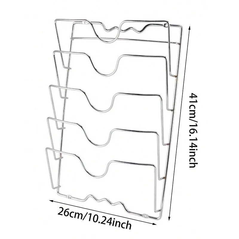 Wall Hanging Pot Cover Rack Kitchen Organizer Rack Five-Layer Pot Lid Metal Rust-Free Multifunctional Rack Pot Lid Storage Rack