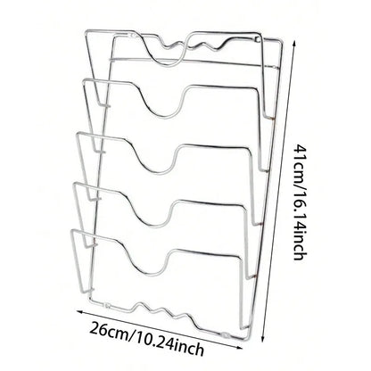 Wall Hanging Pot Cover Rack Kitchen Organizer Rack Five-Layer Pot Lid Metal Rust-Free Multifunctional Rack Pot Lid Storage Rack