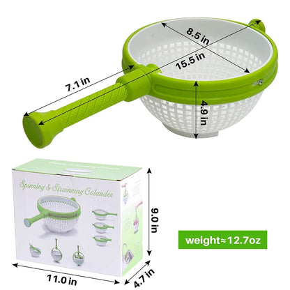 LMETJMA 3 Quart Large Capacity Salad Spinner 2 in 1 Salad Spinner Colander Strainer Collapsible Vegetable Washing Filter JT248