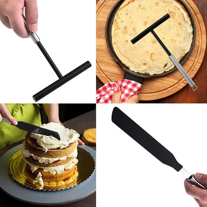 Stainless Steel French Crepe Spreader Crepe Spreader and Spatula Kit Pancake Like Batter Spreading Tools Pancake Cooking Tools
