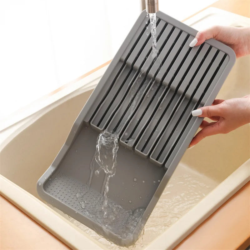 Kitchen Tools Kitchen Drawer Organizer Multi Functional Drip Tray Rack Storage Shelf Divider Plastic Knife Box Knife Holder