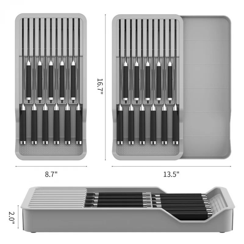 Kitchen Tools Kitchen Drawer Organizer Multi Functional Drip Tray Rack Storage Shelf Divider Plastic Knife Box Knife Holder