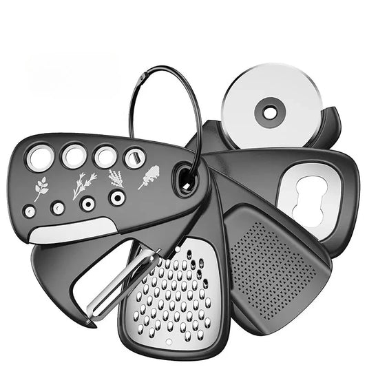 6 Pieces Kitchen Gadgets Set Space Saving Cooking Tools Cheese Grater Bottle Opener Vegetable Peeler Pizza Cutter Garlic Grinder