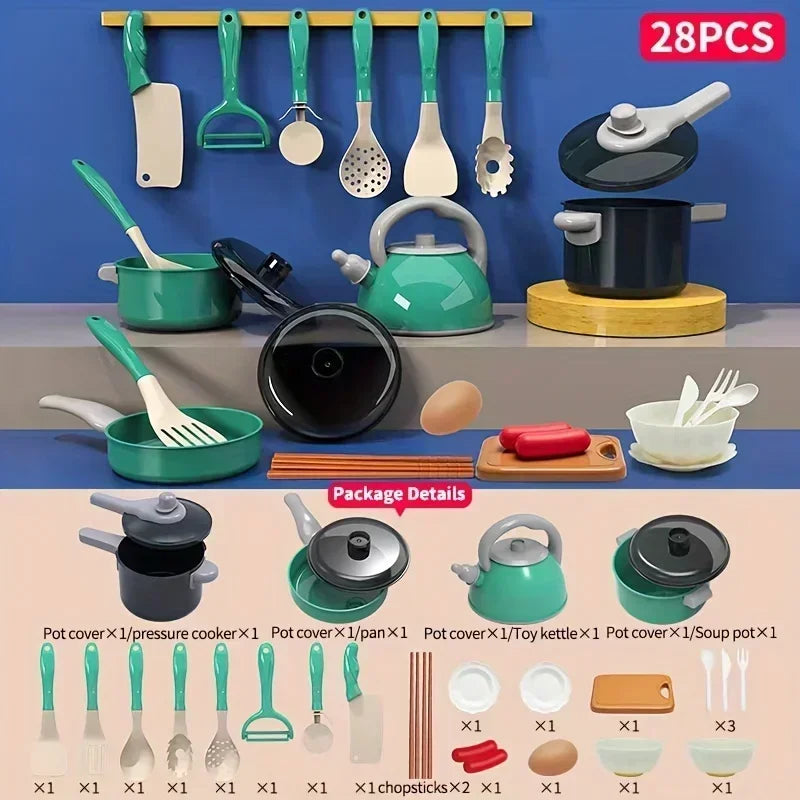 Kids Kitchen Set with Realistic Cooking Tools Creative Role Play Toys for Boys and Girls  Gifts for Children's Imaginative Play