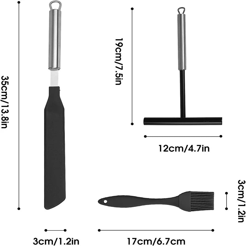 Stainless Steel French Crepe Spreader Crepe Spreader and Spatula Kit Pancake Like Batter Spreading Tools Pancake Cooking Tools