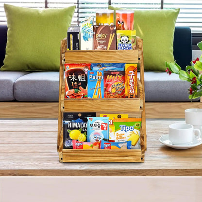 Wooden 3 Tier Fruit Basket, Brown, Pine Wood, Sturdy, Self-assembly