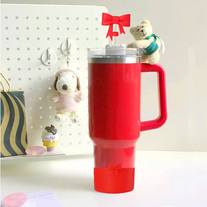 New silicone cup cover anti slip and heat-insulating cup cover butterfly bow 7.5CM/12-40oz universal cup cover base