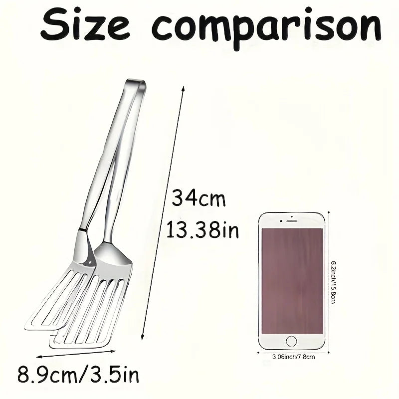 Stainless Steel Steak Tongs,Heat Resistant for Grilling&Flipping,Secure Grip for Pan Cooking,Multipurpose Kitchen Tool