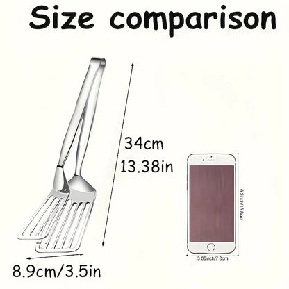 Stainless Steel Steak Tongs,Heat Resistant for Grilling&Flipping,Secure Grip for Pan Cooking,Multipurpose Kitchen Tool