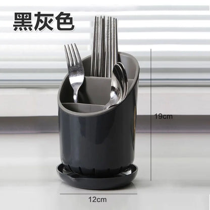 1Pc Round Kitchen Storage Chopsticcks Tube Space Saving Tableware Storage Holder With Drain Plate Kitchen Chopstick Drain Box
