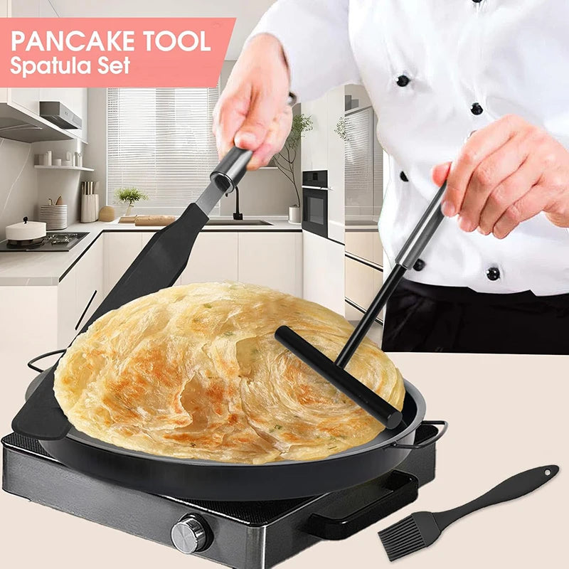 Stainless Steel French Crepe Spreader Crepe Spreader and Spatula Kit Pancake Like Batter Spreading Tools Pancake Cooking Tools