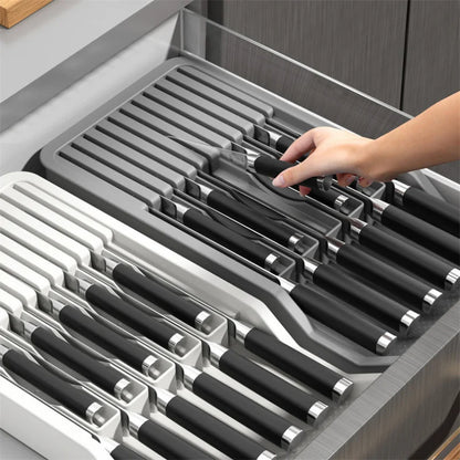 Kitchen Tools Kitchen Drawer Organizer Multi Functional Drip Tray Rack Storage Shelf Divider Plastic Knife Box Knife Holder