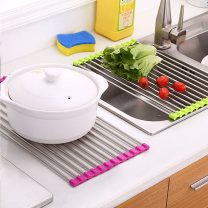 Sink Bowl Rack Stainless Steel Drain Rack Foldable Kitchen Sink Sink Sink Dish Rack