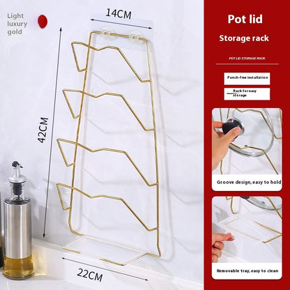 Stainless Steel Pot Cover Rack Punch-free Wall-mounted
