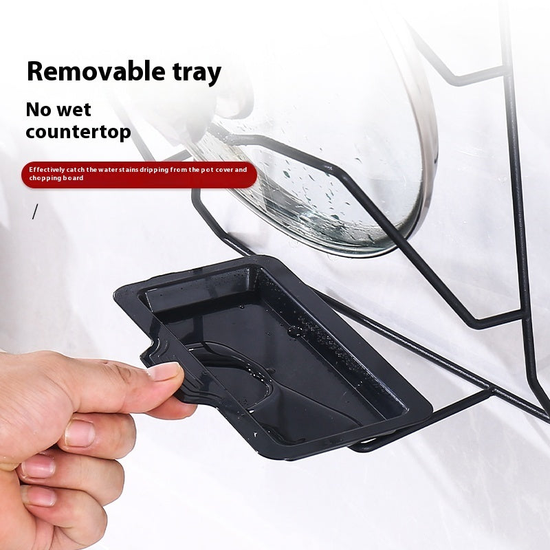 Stainless Steel Pot Cover Rack Punch-free Wall-mounted