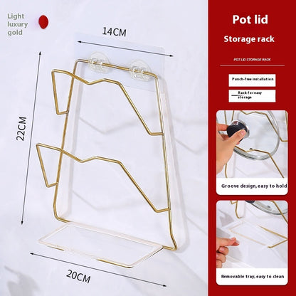 Stainless Steel Pot Cover Rack Punch-free Wall-mounted